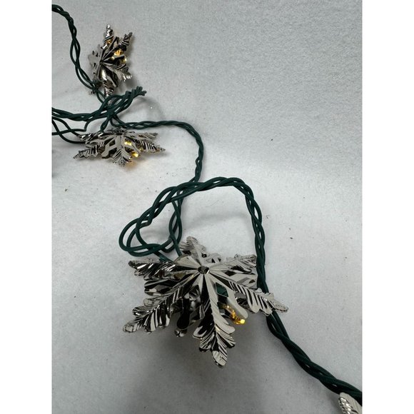 Christmas String Lights 2 Sets 10 Lights Per Strand Silver Snow Flakes Vintage G - Picture 5 of 6